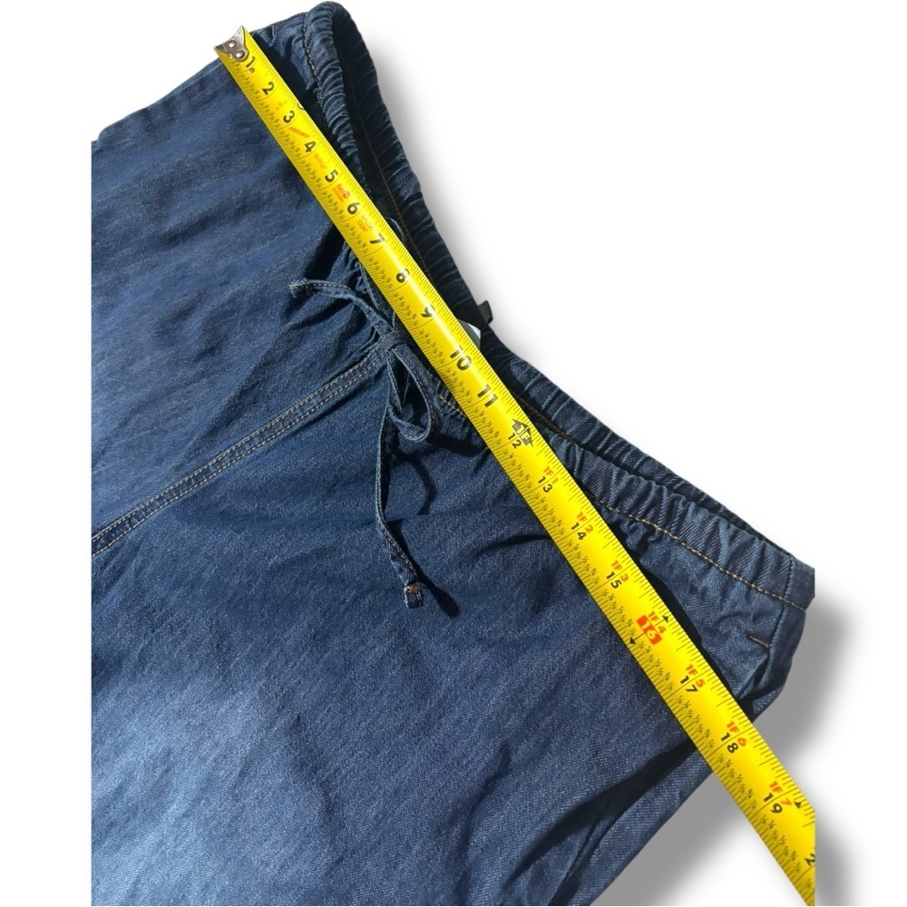 DIVIDED Dark Blue Wide Leg Distressed Knees Adjustable Tie Waist Jeans for Women - Picture 14 of 16